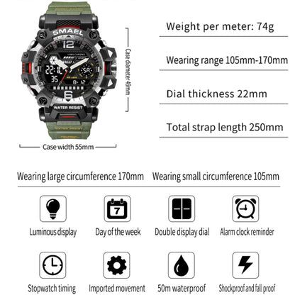 SMAEL 8072 Alloy Outdoor Multifunctional Electronic Watch Men Dual Display Waterproof Watch(Black Gray) - Metal Strap Watches by SMAEL | Online Shopping UK | buy2fix
