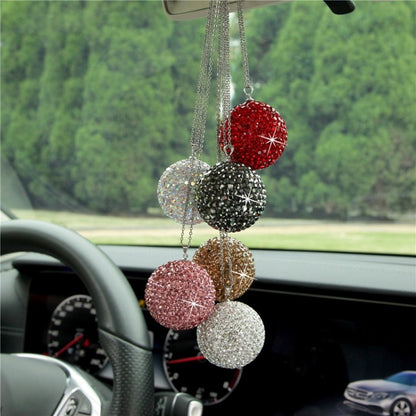 Car Diamond Crystal Ball Rearview Mirror Decoration Pendant(Lake Blue) - In Car by buy2fix | Online Shopping UK | buy2fix