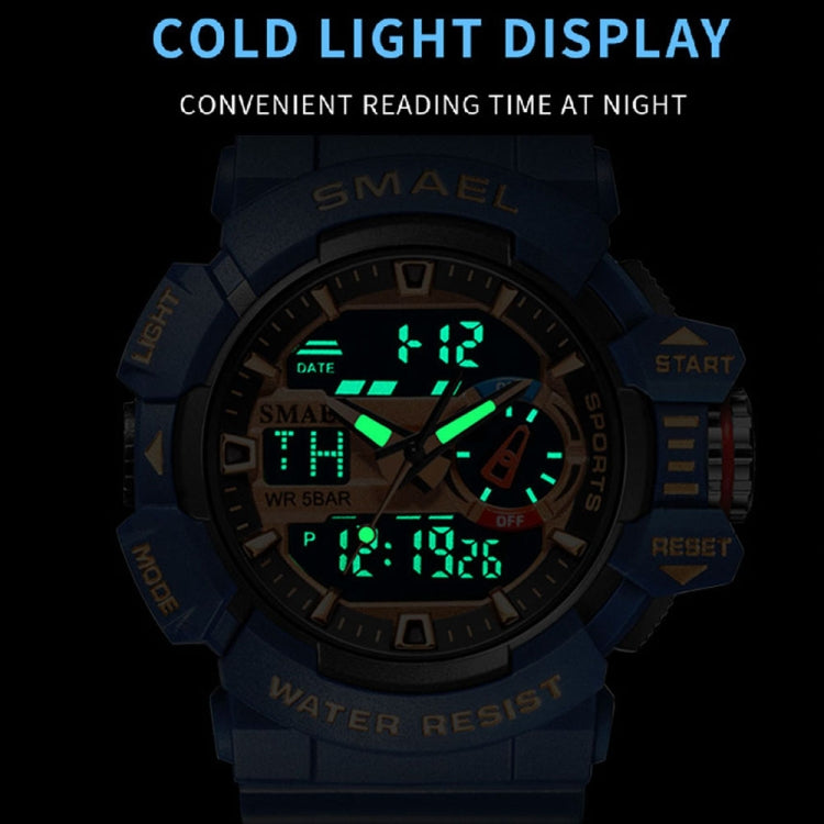 SMAEL 8043 Multifunctional Dual Display Shockproof Outdoor Waterproof Sports Quartz Watch(Black Blue) - LED Digital Watches by SMAEL | Online Shopping UK | buy2fix