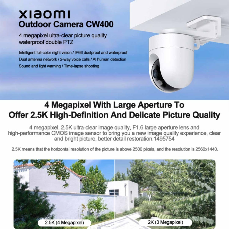 Original Xiaomi CW400 Outdoor Camera 2.5K Ultra HD Smart Full Color Night Vision IP66 Waterproof, US Plug(White) - Security by Xiaomi | Online Shopping UK | buy2fix