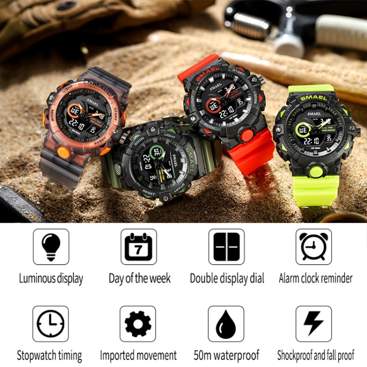 SMAEL 8081 Multifunctional Waterproof Luminous Numeric Digital Dual Display Outdoor Sports Watch(Black Rose Gold) - LED Digital Watches by SMAEL | Online Shopping UK | buy2fix