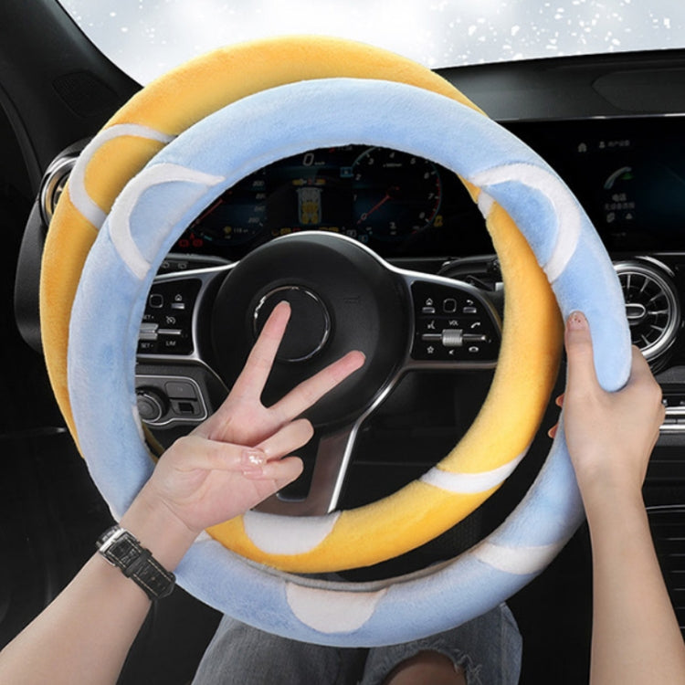 Car Steering Wheel Cartoon Short Fluff Handle Cover, Size: 38cm(Black White Round) - In Car by buy2fix | Online Shopping UK | buy2fix