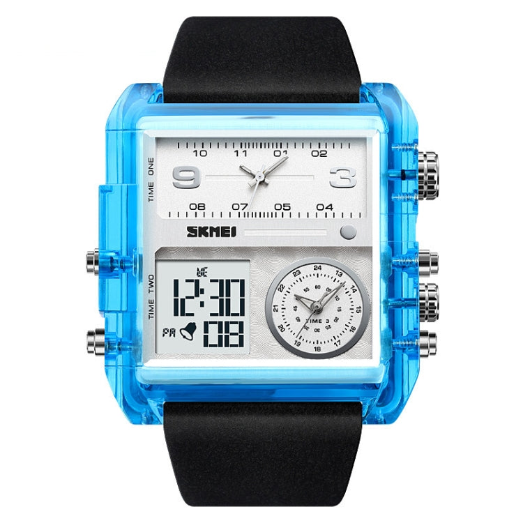 SKMEI 2020 Square Large Dial Triple Movement Men Sports Watch(Transparent Blue) - LED Digital Watches by SKMEI | Online Shopping UK | buy2fix