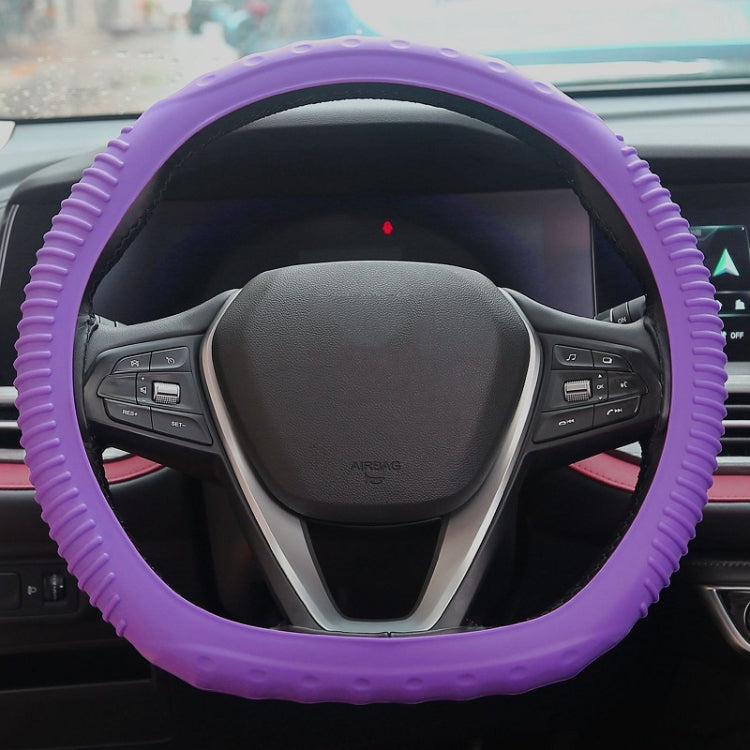 Silicone Non-slip Wear-resistant Concave Point Car Steering Wheel Cover, Size: 34-38cm(Purple) - In Car by buy2fix | Online Shopping UK | buy2fix