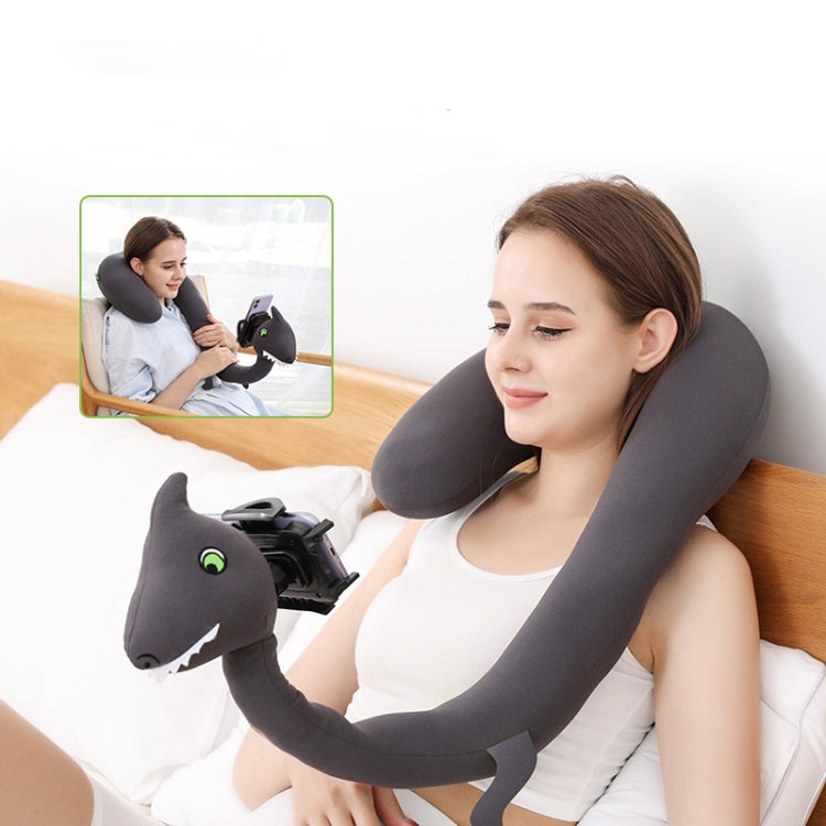 Dinosaur Phone Holder Neck Pillow Lazy Hanging Neck U-shaped Pillow(Dark Gray) - Cushions & Pillows by buy2fix | Online Shopping UK | buy2fix