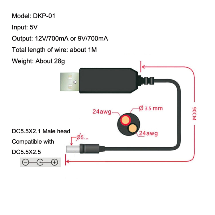 2pcs DC 5V to 9V USB Booster Line Mobile Power Cord - Power Cord by buy2fix | Online Shopping UK | buy2fix