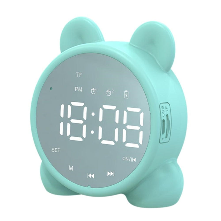 P1 Mini Card Mirror Clock Wireless Bluetooth Speaker with FM Radio(Light Green) - Mini Speaker by buy2fix | Online Shopping UK | buy2fix