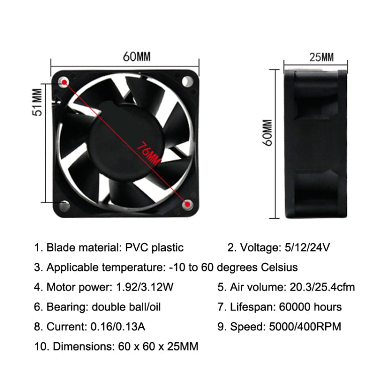 XIN RUI FENG 5V Oil Bearing 6cm Quiet DC Cooling Fan -  by XIN RUI FENG | Online Shopping UK | buy2fix