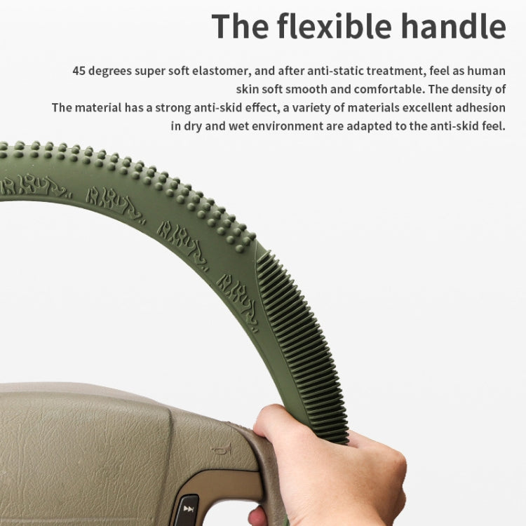 Non-slip Wear-resistant Fire Pattern Silicone Car Steering Wheel Cover, Size: 36-42cm(Gray) -  by buy2fix | Online Shopping UK | buy2fix