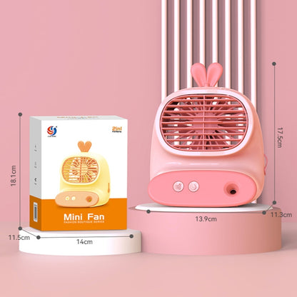 CS1319 Desktop Small Hydrating Spray Cartoon Fan Rechargeable Silent Humidifying Fan(Bunny Blue) - Electric Fans by buy2fix | Online Shopping UK | buy2fix