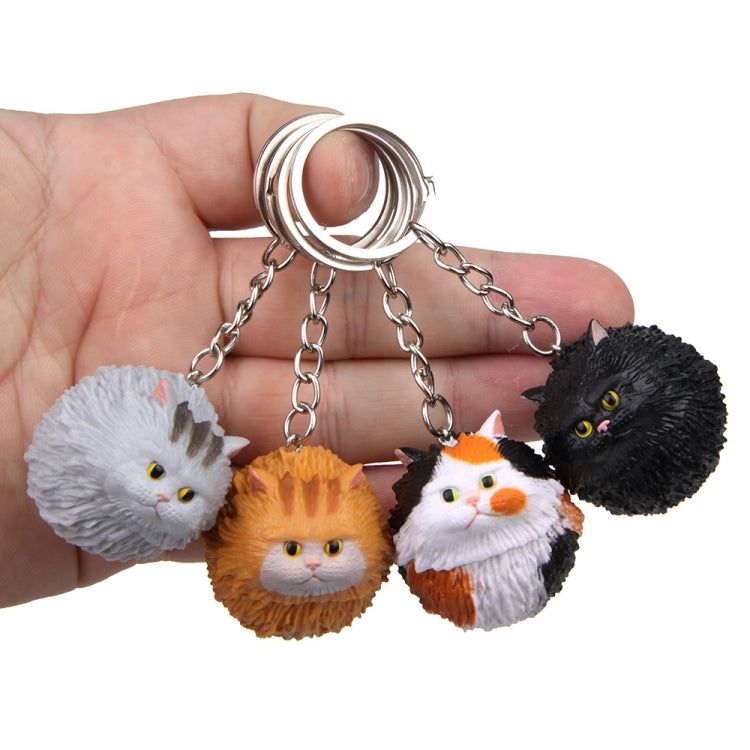 Round Little Tiger Cat Keychain Cartoon Key Ring Ornament(Black) - Key Rings by buy2fix | Online Shopping UK | buy2fix