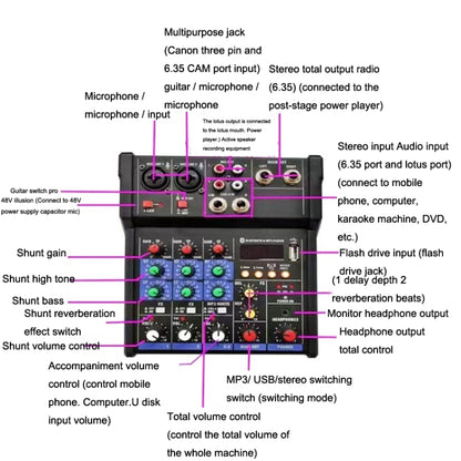 G4-M1 4-way Mixer with Wireless Microphone Effect Device Small K Song Recording Bluetooth Mixer - Live Sound Effects Processors by buy2fix | Online Shopping UK | buy2fix