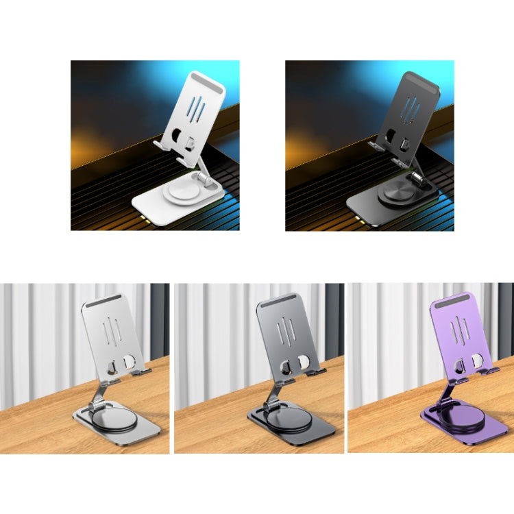 Desktop 360-degree Rotating Foldable Mobile Phone Holder, Color: Carbon Steel White - Desktop Holder by buy2fix | Online Shopping UK | buy2fix