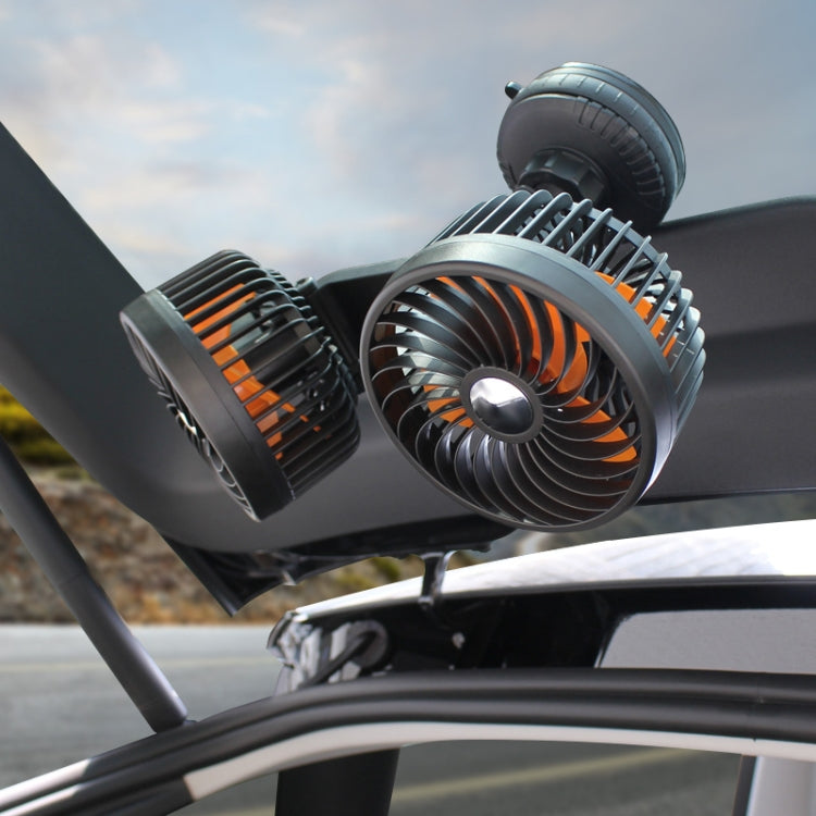 F6026 Large Suction Cup Vehicle-Mounted Double-Head Fan, Model: Cigarette Lighter with USB - Heating & Fans by buy2fix | Online Shopping UK | buy2fix