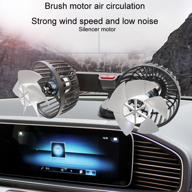 F4206 Suction Cup Double Head Car USB Fan(Black) - Heating & Fans by buy2fix | Online Shopping UK | buy2fix