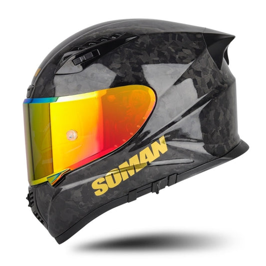 SOMAN Motorcycle Carbon Fiber Double Lens Thermal Safety Helmet, Size: XL(Cheetah Print REVO) - Helmets by SOMAN | Online Shopping UK | buy2fix