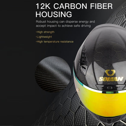 SOMAN Motorcycle Carbon Fiber Double Lens Thermal Safety Helmet, Size: S(Snake Carbon Fiber REVO) - Helmets by SOMAN | Online Shopping UK | buy2fix
