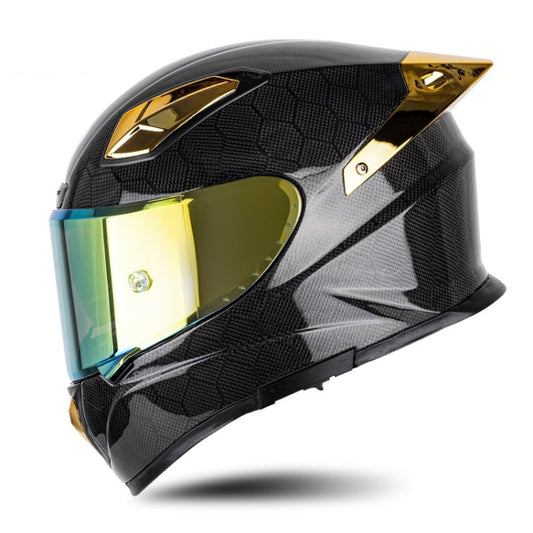SOMAN Four Seasons Full Cover Motorcycle Helmet, Size: XL(Snake Carbon Fiber Gold) - Helmets by SOMAN | Online Shopping UK | buy2fix