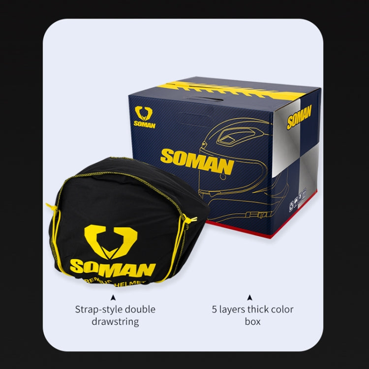 SOMAN Four Seasons Full Cover Motorcycle Helmet, Size: XL(Snake Carbon Fiber Blue) - Helmets by SOMAN | Online Shopping UK | buy2fix