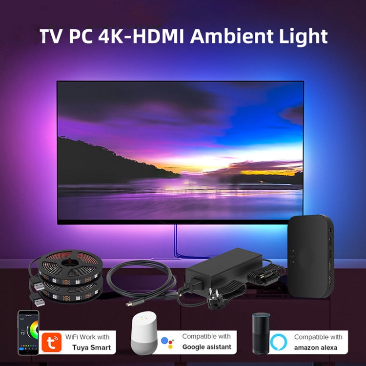 HDMI 2.0-PRO Smart Ambient TV Led Backlight Led Strip Lights Kit Work With TUYA APP Alexa Voice Google Assistant 2 x 1m(US Plug) - Casing Waterproof Light by buy2fix | Online Shopping UK | buy2fix