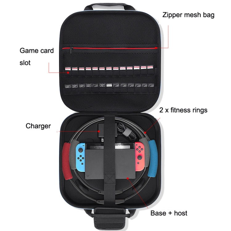 For Nintendo Switch Double Fitness Ring Storage Bag EVA Portable Hard Shell Host Package Accessories(Black) - Bags by buy2fix | Online Shopping UK | buy2fix