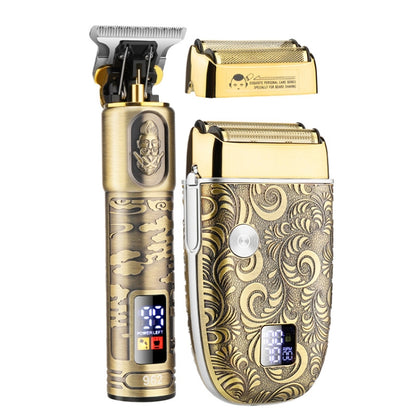 Men Bald Haircut 2 In 1 Electric Hair Clipper Waterproof Set(Gold) - Hair Trimmer by buy2fix | Online Shopping UK | buy2fix