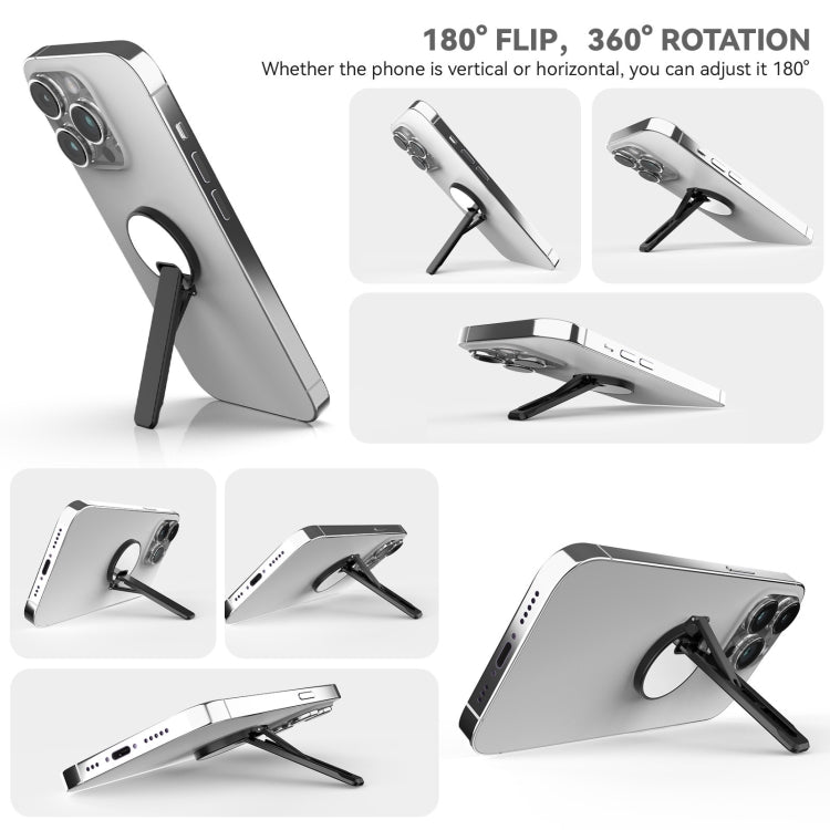 Aluminum Alloy Mobile Phone Bracket Ultra-thin Rotating Back Stick Lollipop Mirror Bracket(Black) - Desktop Holder by buy2fix | Online Shopping UK | buy2fix