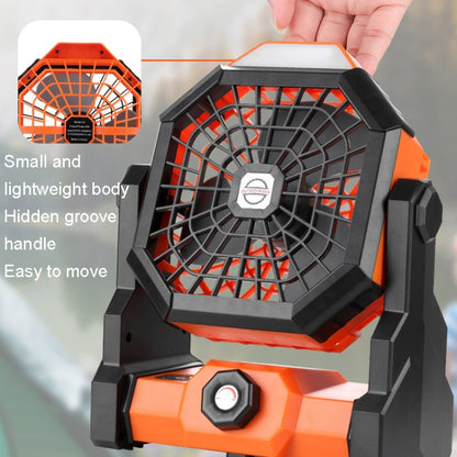 Outdoor Infinitely Variable Speed Portable Large Wind Charging Camping Lighting Fan(Black Orange) - Electric Fans by buy2fix | Online Shopping UK | buy2fix