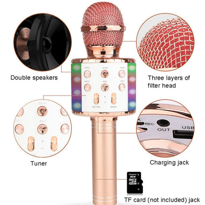 WS-858L LED Light Flashing Wireless Capacitance Microphone Comes With Audio Mobile Phone Bluetoon Live Microphone(Pink) - Microphone by buy2fix | Online Shopping UK | buy2fix