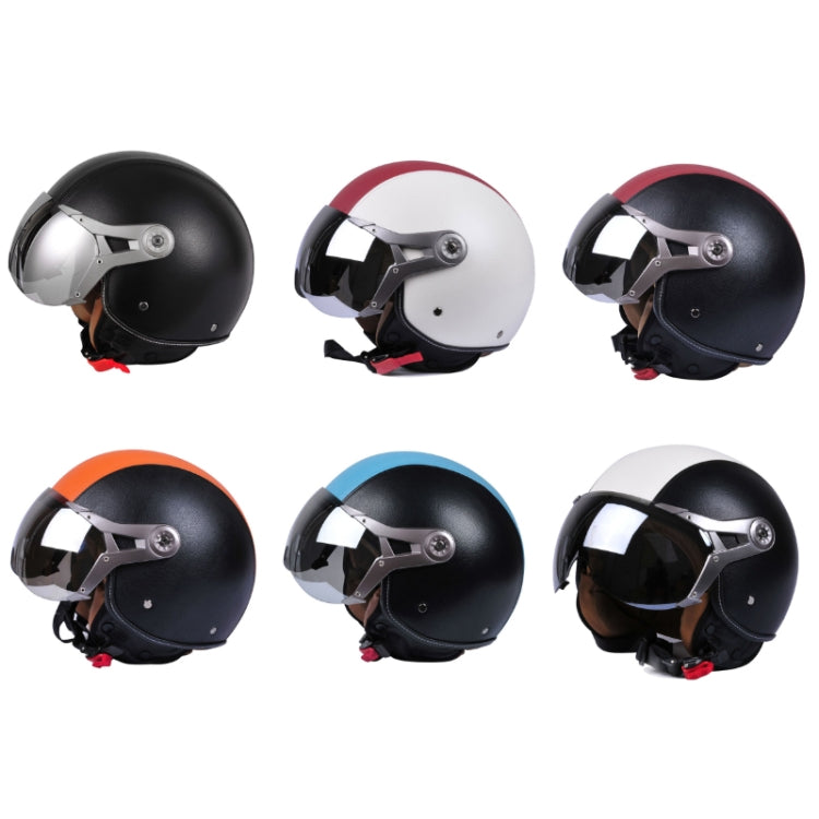 GXT Electric Vehicle Half Cover Four Seasons Retro Helmet, Size: XL(Black Orange) - Helmets by GXT | Online Shopping UK | buy2fix