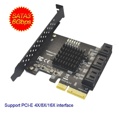 PCIE 1X To 6 Port SATA 3.0 Adapter Expansion Card ASMedia ASM1166 Converter - Add-on Cards by buy2fix | Online Shopping UK | buy2fix