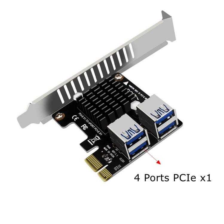 PCIE To PCI-E4 Port USB3.0 Expansion Card Graphics Card Extension(Full High Baffle) - Add-on Cards by buy2fix | Online Shopping UK | buy2fix