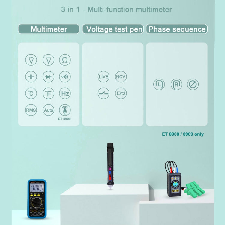 WinAPEX  ET8906  Digital Multimeter Voltage Test Pen Capacitance Meter Diode NVC Tester - Digital Multimeter by WinAPEX | Online Shopping UK | buy2fix