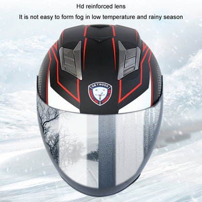 KUQIBAO Motorcycle Smart Bluetooth Sun Protection Double Lens Safety Helmet, Size: XL(Bright Black+Gray Tail) - Helmets by KUQIBAO | Online Shopping UK | buy2fix