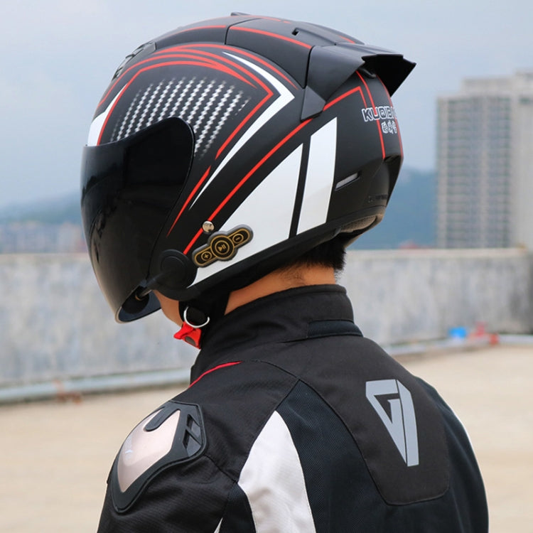 KUQIBAO Motorcycle Smart Bluetooth Sun Protection Double Lens Safety Helmet, Size: XL(Bright Black+Gray Tail) - Helmets by KUQIBAO | Online Shopping UK | buy2fix