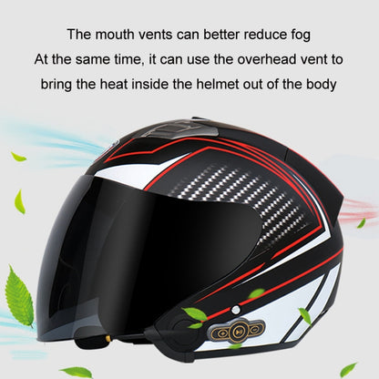 KUQIBAO Motorcycle Smart Bluetooth Sun Protection Double Lens Safety Helmet, Size: XL(Bright Black+Gray Tail) - Helmets by KUQIBAO | Online Shopping UK | buy2fix