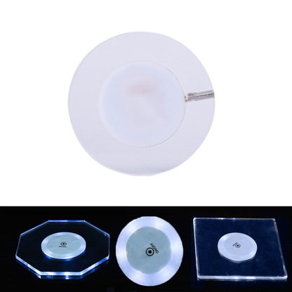 100x4mm Round LED Light Up Acrylic Coaster Transparent Crystal Base(White Light) - Car Drink Holders by buy2fix | Online Shopping UK | buy2fix