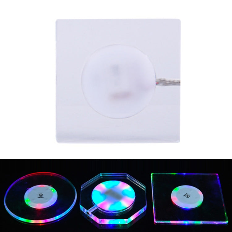 100x4mm Square LED Light Up Acrylic Coaster Transparent Crystal Base(Colorful Light) - Car Drink Holders by buy2fix | Online Shopping UK | buy2fix