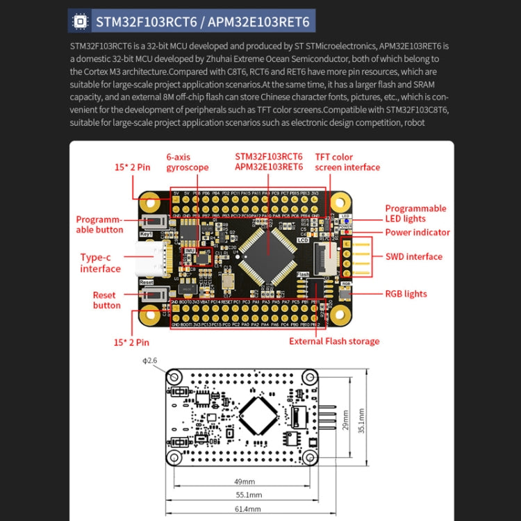 Yahboom MCU RCT6 Development Board STM32 Experimental Board ARM System Core Board, Specification: STM32F103C8T6 - Arduino Nucleo Accessories by Yahboom | Online Shopping UK | buy2fix