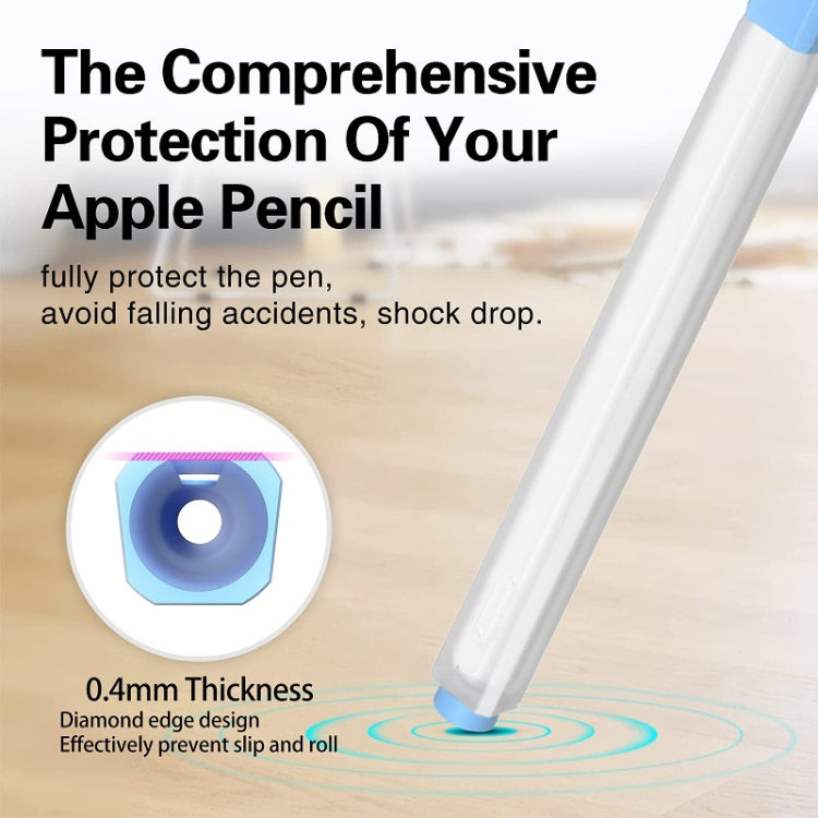 For Apple Pencil 2 Non-Slip Anti-Fall Translucent Segmented Pen Case(Green Cyan) - Pencil Accessories by buy2fix | Online Shopping UK | buy2fix