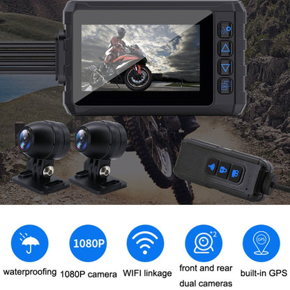 Built-in GPS Wireless WiFi Rainproof 1080P Double Recording Motorcycle Driving Recorder(Black) - Electrical Instruments by buy2fix | Online Shopping UK | buy2fix