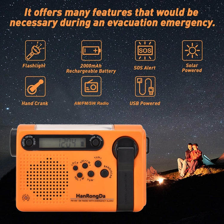 HanRongda HRD-900 LED Lighting Solar Hand Crank Power Generation NOAA Weather Warning Radio(Dark Green) - Radio Player by HanRongda | Online Shopping UK | buy2fix