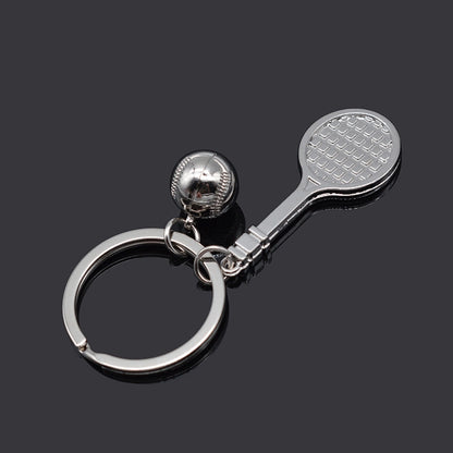 2pcs Simulation Tennis Racket Metal Key Chain Small Gift(BY-297) - Key Rings by buy2fix | Online Shopping UK | buy2fix