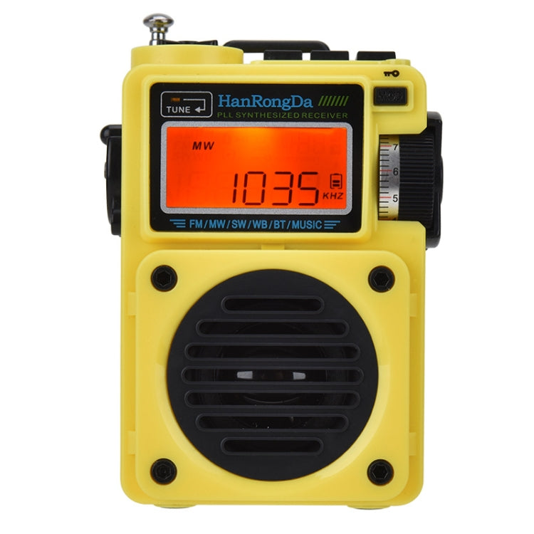 HanRongda HRD-701 Portable Full Band Radio Subwoofer Bluetooth TF Card Digital Display Radio(Yellow) - Radio Player by HanRongda | Online Shopping UK | buy2fix