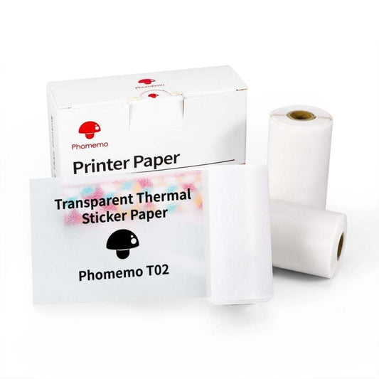 For Phomemo T02 3rolls Bluetooth Printer Thermal Paper Label Paper 50mmx3.5m 20 Years Black on Transparent Sticker - Printer Accessories by Phomemo | Online Shopping UK | buy2fix