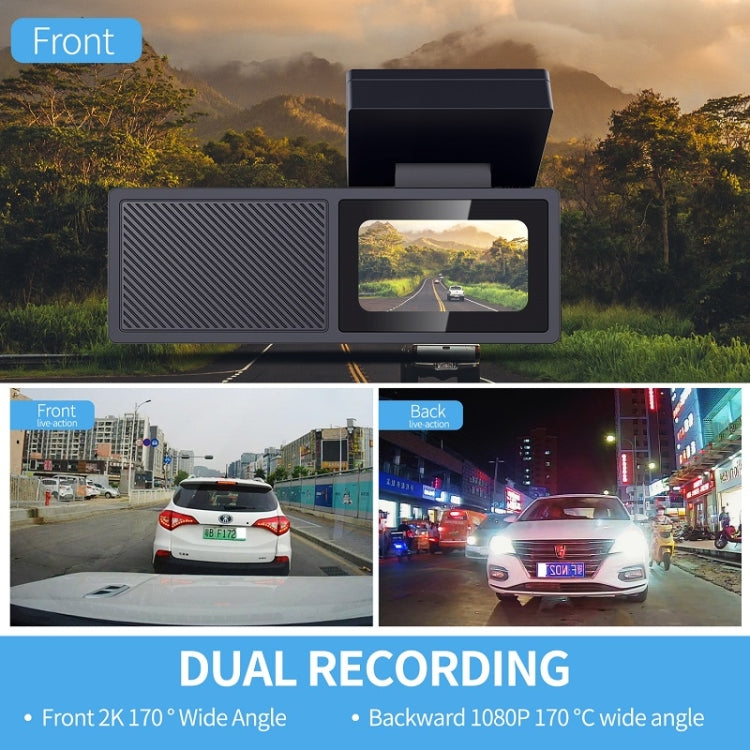 FISANG 2K HD Night Vision Car WIFI Car Driving Recorder, Style: Dual Recording 2K+720P - Car DVRs by FISANG | Online Shopping UK | buy2fix