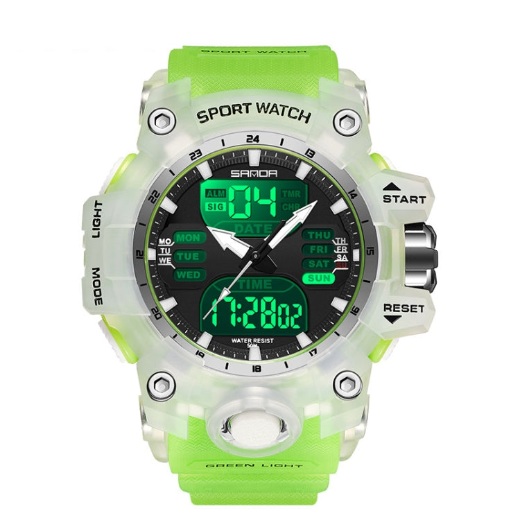 SANDA Green Light Alarm Clock Multifunctional Waterproof Shockproof Transparent Watch(Transparent Green) - Silicone Strap Watches by SANDA | Online Shopping UK | buy2fix