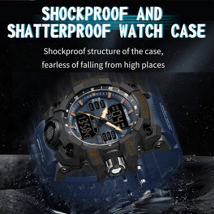 SANDA Green Light Alarm Clock Multifunctional Waterproof Shockproof Transparent Watch(Black Blue) - Silicone Strap Watches by SANDA | Online Shopping UK | buy2fix