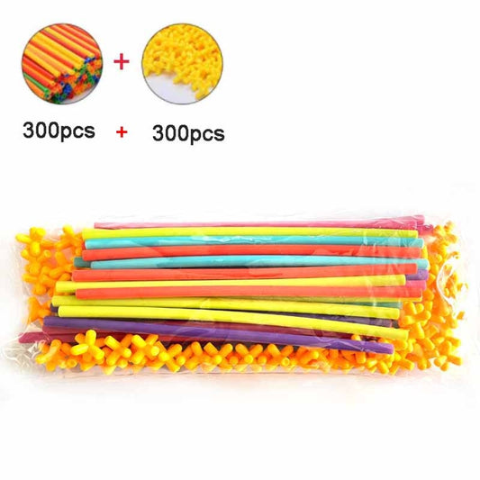 300pcs Pipe+300 Connectors DIY Plastic 4D Straw Building Blocks Joint Funny Development Toys - Building Blocks by buy2fix | Online Shopping UK | buy2fix