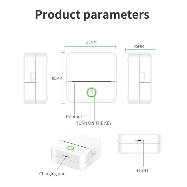 X6 200DPI Student Homework Printer Bluetooth Inkless Pocket Printer White 5 Printer Papers+5 Stickers + 3 Color Papers - Printer by buy2fix | Online Shopping UK | buy2fix